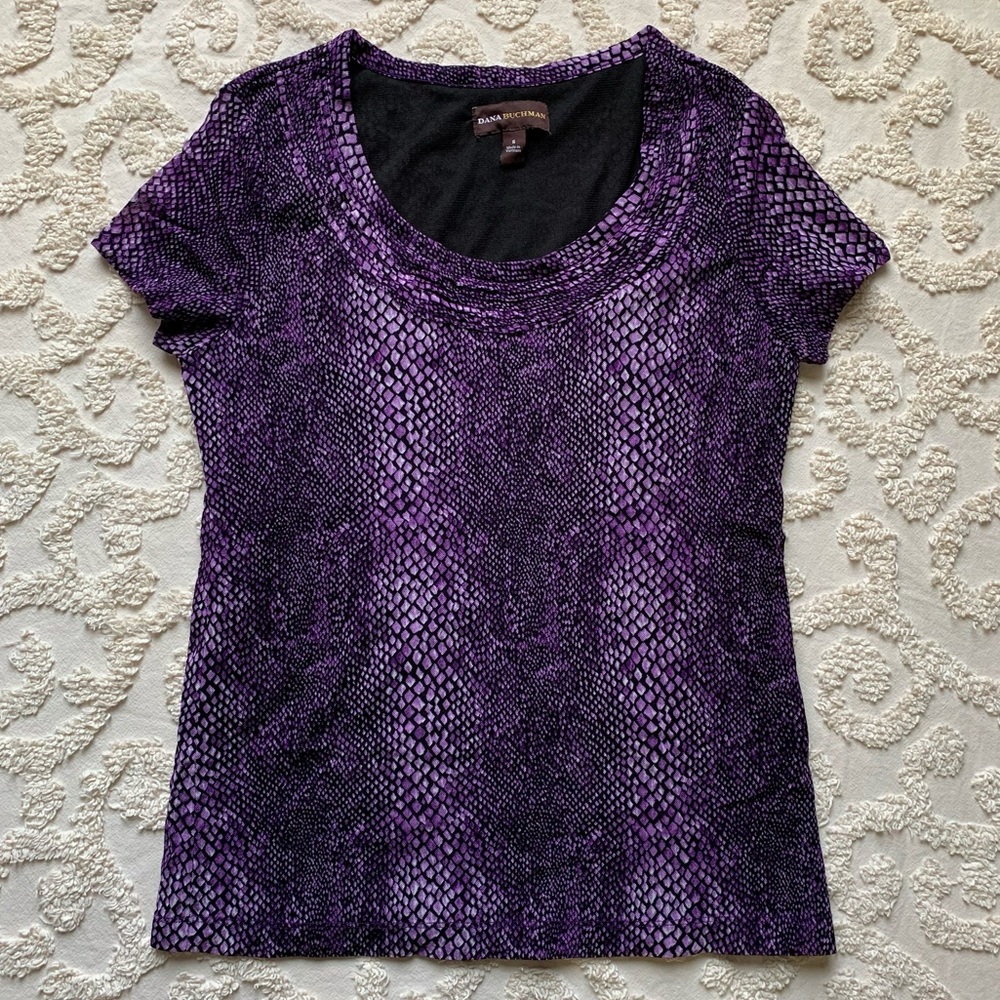 Purple Snakeskin Dressy Semi-sheer Blouse small